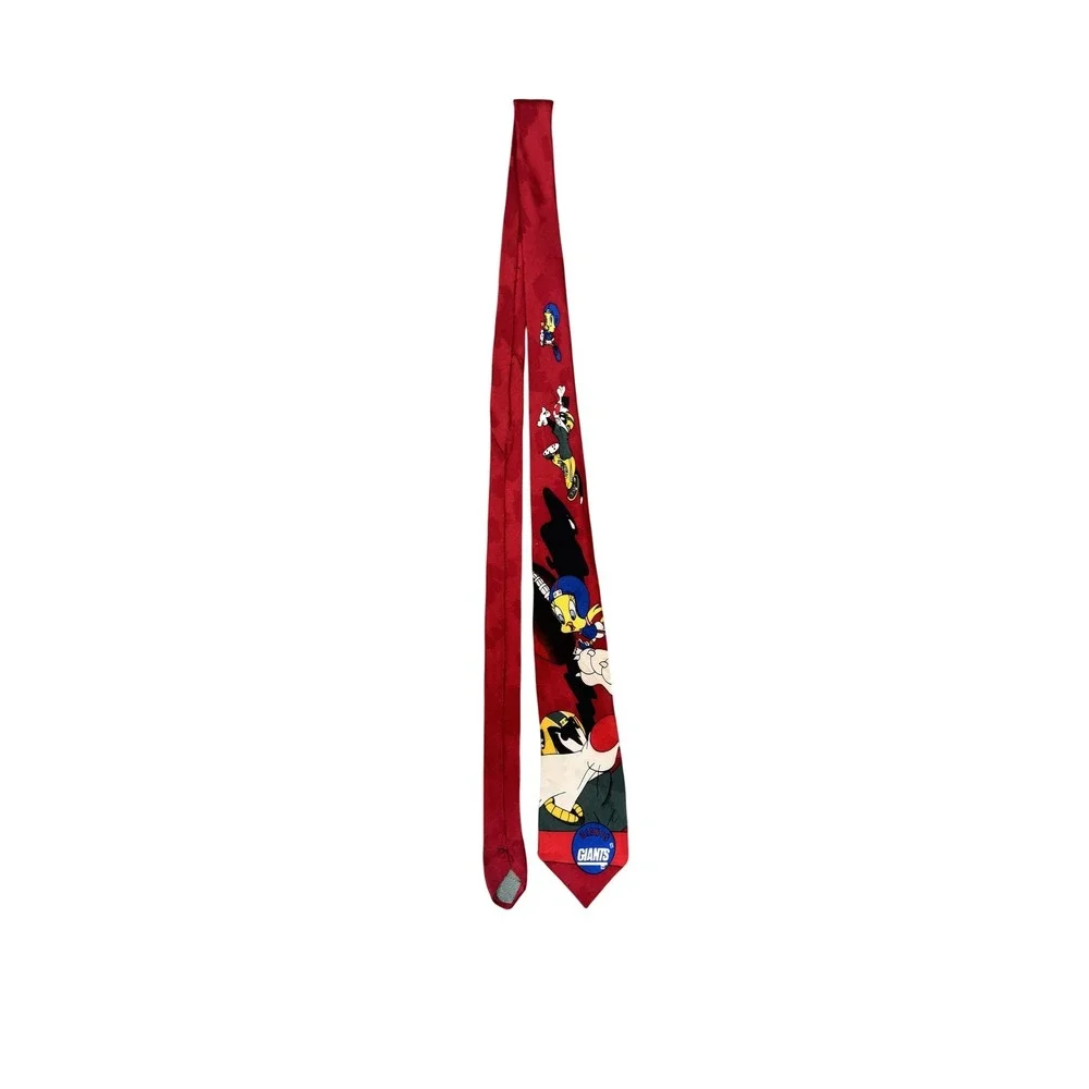 Vintage‎ New York Giants Tie Mens Red NFL Football Looney Tunes Tweety 90s